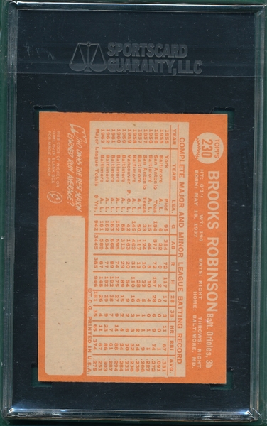 1964 Topps #230 Brooks Robinson SGC 84