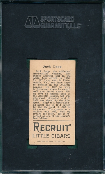 1912 T207 Lapp Recruit Little Cigars SGC 60