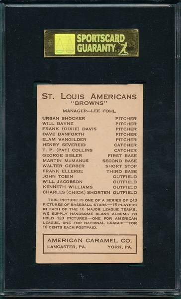 1922 E120 Vangilder American Caramel Co. SGC 60