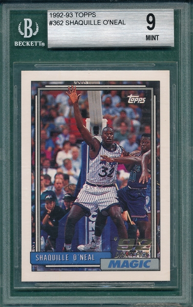 1992-93 Topps #362 Shaquille O'Neal BVG 9 *MINT* *Rookie*
