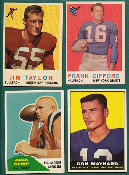 1959-61 Topps/Fleer Lot of (4) W/ Taylor, Kemp & Maynard, Rookies