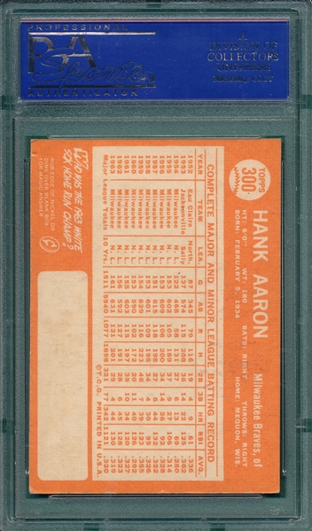 1964 Topps #300 Hank Aaron PSA 5