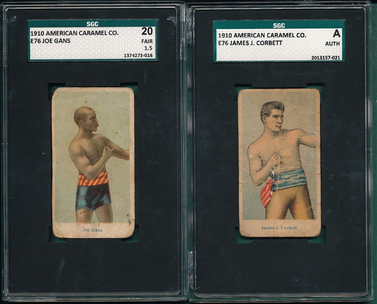 1910 E76 Boxing James Corbett & Gans, American Caramel Co., Lot of (2), SGC 