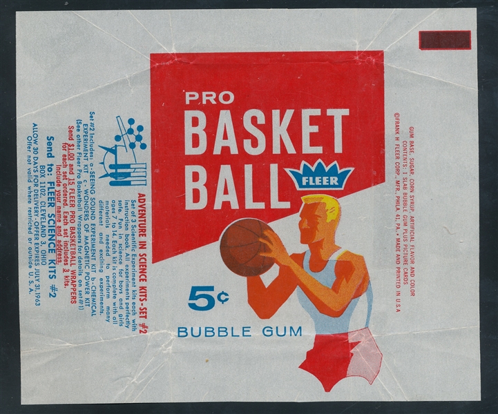 1961 Fleer Basketball Wax Wrapper