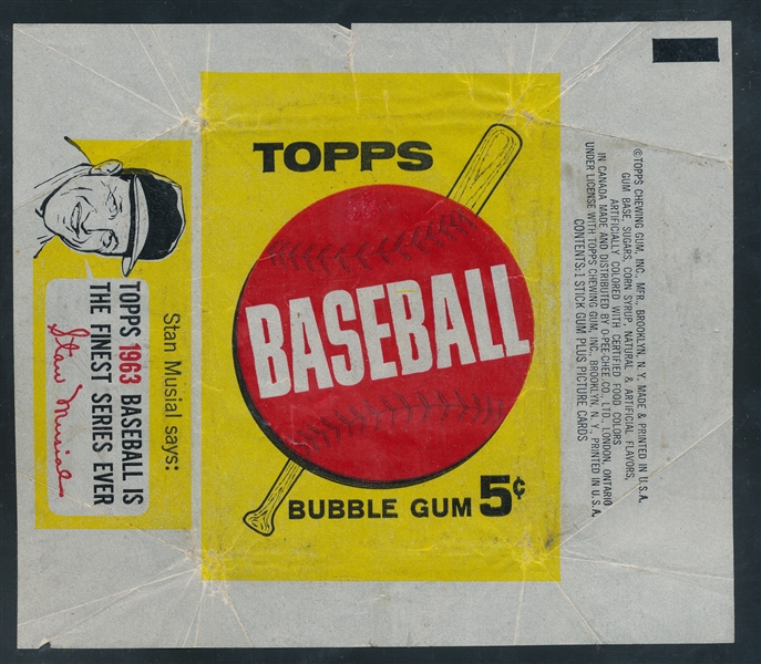 1963 Topps Baseball 5 Cent Wrapper *Stan Musial*