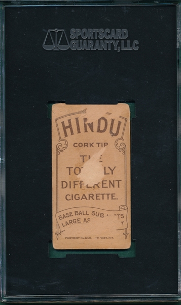 1909-1911 T206 Evers, Portrait, Hindu Cigarettes SGC 10