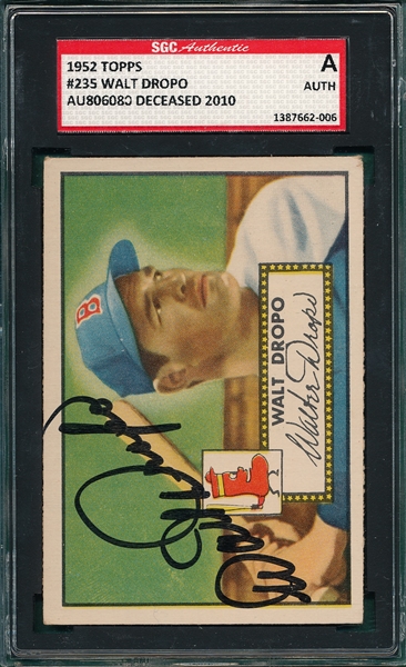 1952 Topps #235 Walt Dropo, Signed, SGC Certified 