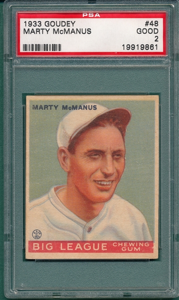1933 Goudey #48 Marty McManus PSA 2