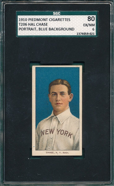 1909-1911 T206 Chase, Blue Portrait, Piedmont Cigarettes SGC 80