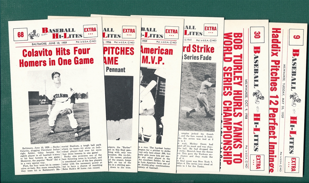 1960 Nu-Card Baseball Hi-Lites Lot of (9) W/ Babe Ruth