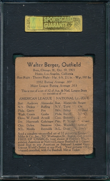 1933 George C. Miller Walter Berger SGC 10 