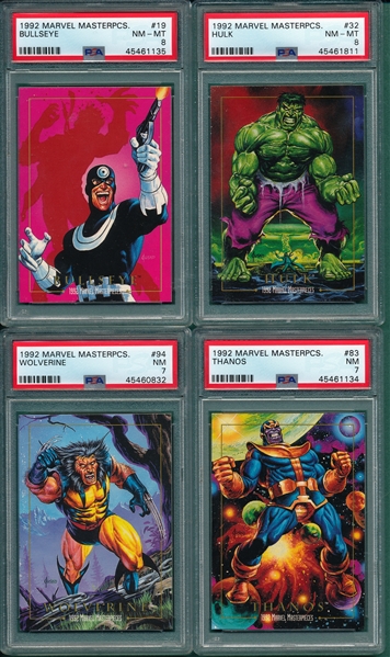 1992 Marvel Masterpieces (2) Complete Sets (100) Plus 330 Extras, PSA