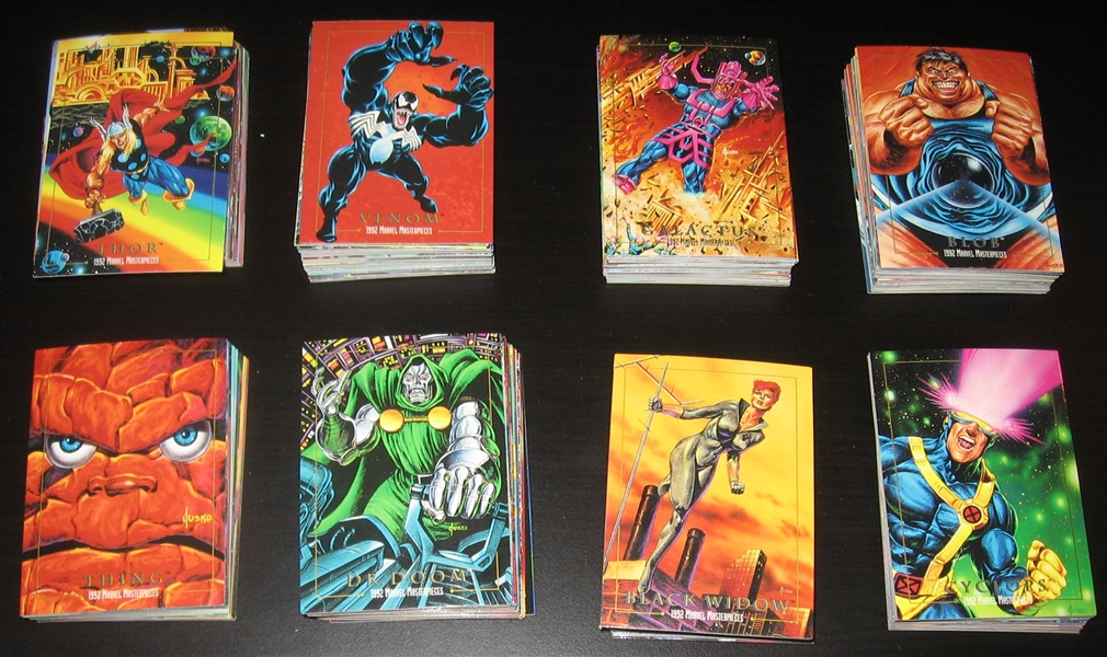 1992 Marvel Masterpieces (2) Complete Sets (100) Plus 330 Extras, PSA