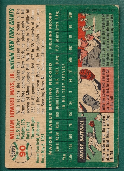 1954 Topps #90 Willie Mays 