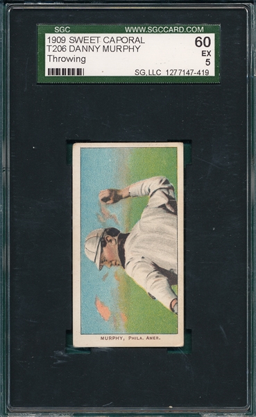 1909-1911 T206 Murphy, Throwing, Sweet Caporal Cigarettes SGC 60 *Horizontal*