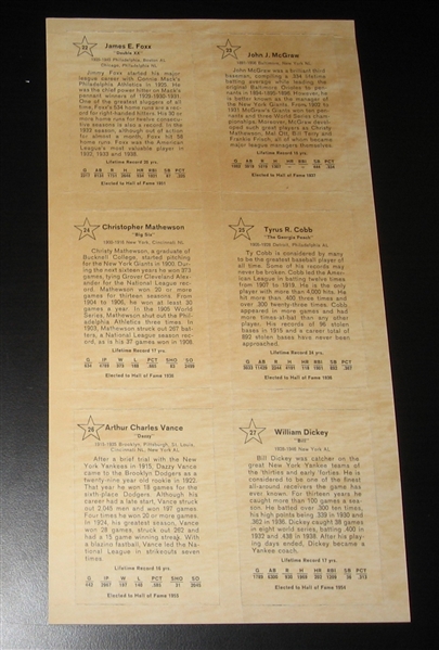 1961 Golden Press of (15) W/ Unpunched Sheet, Cobb