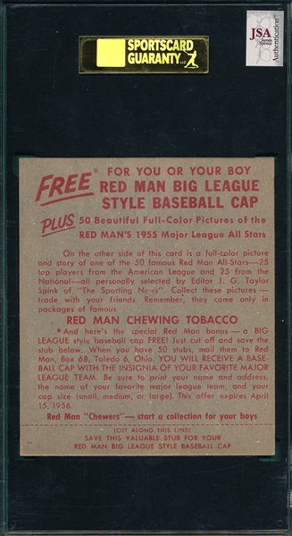 1955 Red Man AL-16 Yogi Berra JSA/SGC 40 *Autographed*
