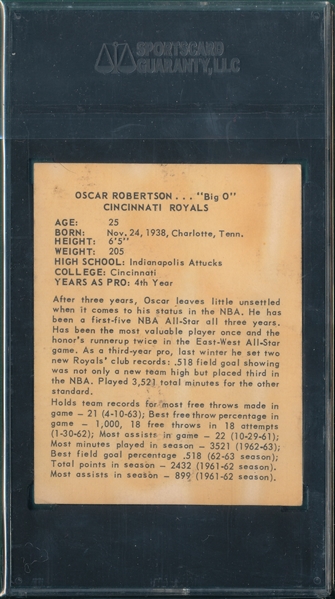 1963-64 Kahn's Oscar Robertson SGC 40
