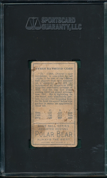 1911 T205 Ty Cobb Polar Bear SGC 1