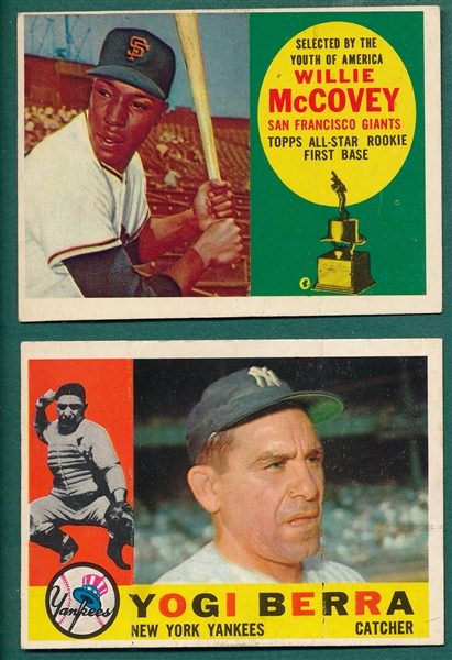 1960 Topps #316 McCovey, Rookie, & #480 Berra, Lot of (2)