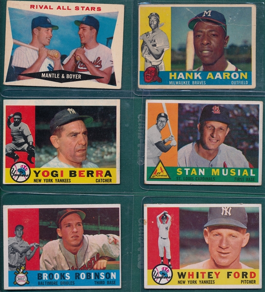 1960 Topps Lot of (11) Hall of Famers W/ Mantle & Aaron