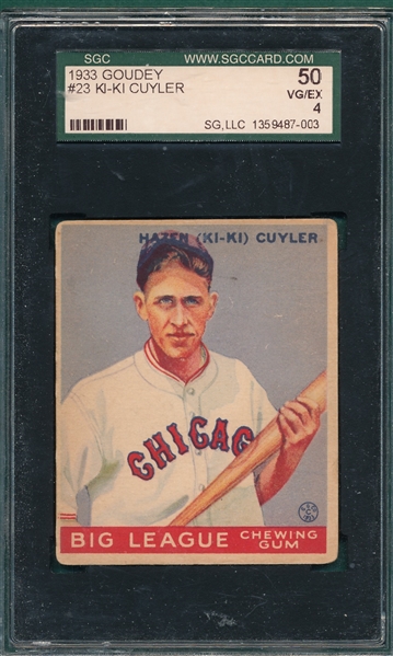 1933 Goudey#23 Ki-Ki Cuyler SGC 50