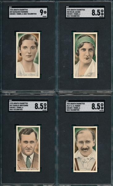 1935 Ardath Cigarettes, Cricket, Tennis & Golf, Lot of (14) W/ #36 Tilden SGC 8.5