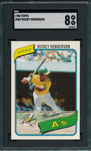 1980 Topps #482 Rickey Henderson SGC 8 *Rookie*