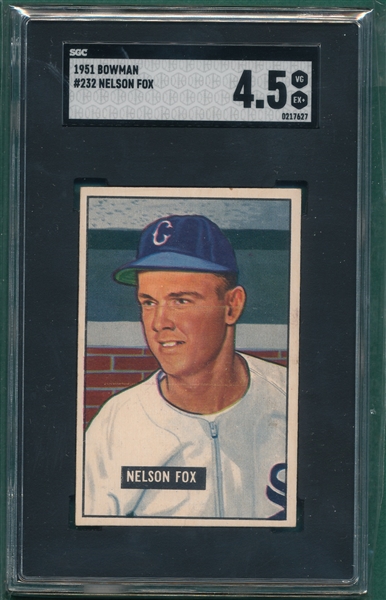 1951 Bowman #232 Nelson Fox SGC 4.5 *Rookie*