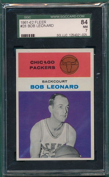 1961 Fleer BSKT #28 Bob Leonard SGC 84