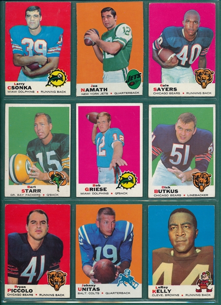 1969 Topps Football Partial Set (238/263) W/ Namath, Sayers & Csonka, Rookie