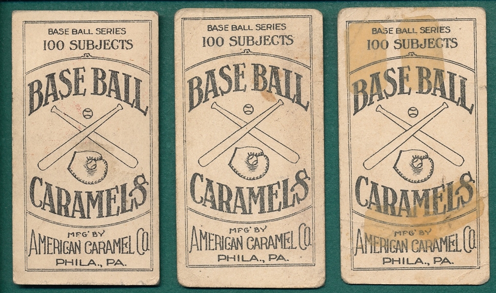 1909-11 E90-1 Engle, Schaefer & McQuillan, American Caramel Co., Lot of (3)