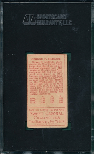 1911 T205 McBride Sweet Caporal Cigarettes SGC 35