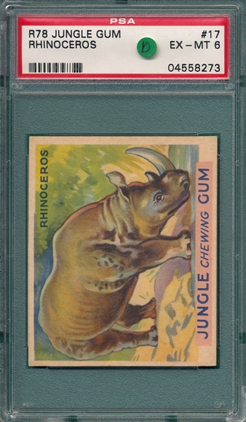 1930 Jungle Gum #17 Rhinoceros PSA 6