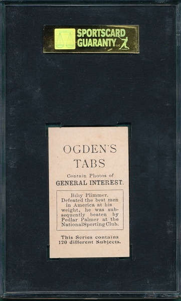1901 Ogden's #108 Billy Plimmer, General Interest, SGC 84