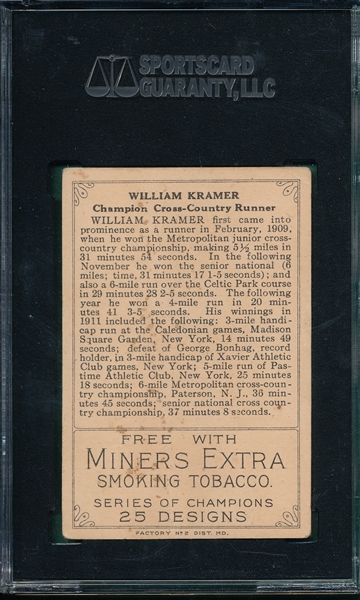 1912 T227 W. J. Kramer Miner's Extra SGC 30