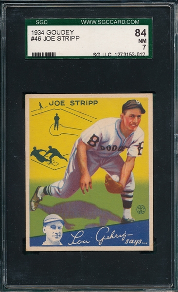 1934 Goudey #46 Joe Stripp SGC 84