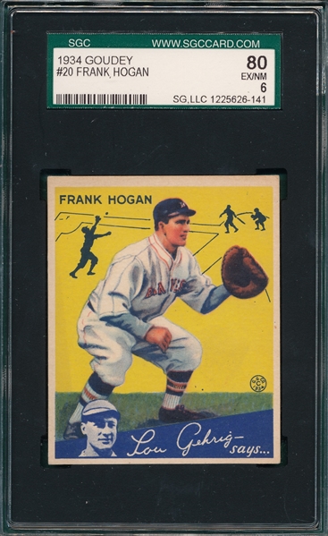 1934 Goudey #20 Frank Hogan SGC 80