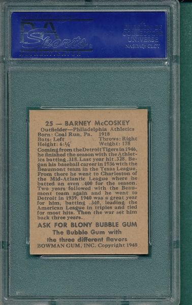 1948 Bowman #25 Barney McCoskey PSA 8 