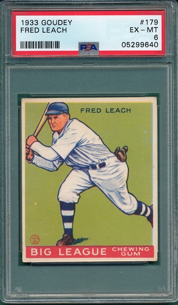 1933 Goudey #179 Fred Leach PSA 6