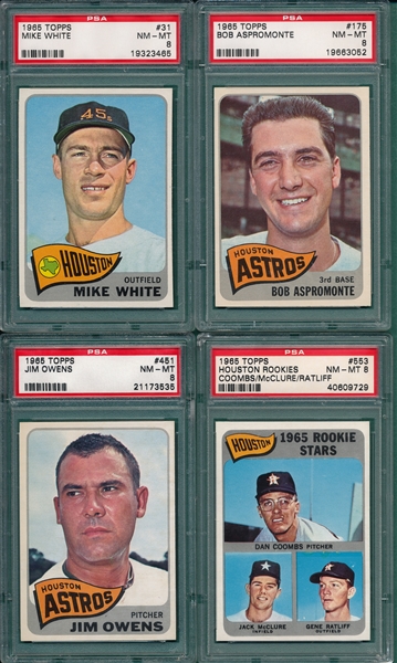 1965 Topps Lot of (4) W/ #553 Astros Rookies PSA 8 