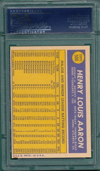 1970 Topps #500 Hank Aaron PSA 8 (OC)