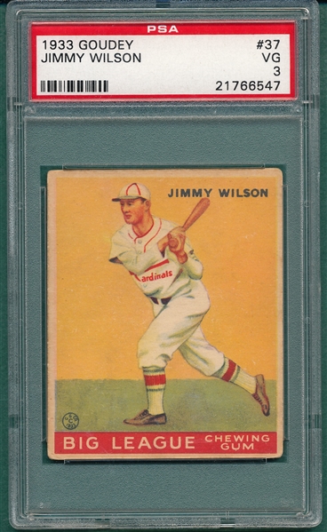 1933 Goudey #37 Jimmy Wilson PSA 3