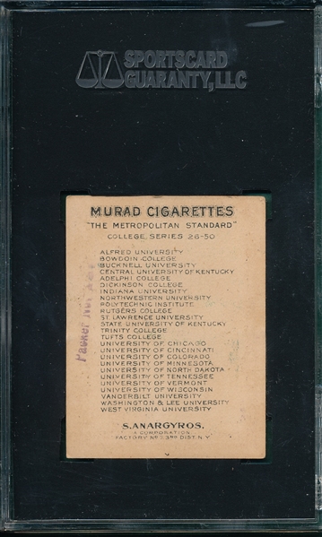 1910 T51 Buchtel College Murad Cigarettes SGC 70 *Football*