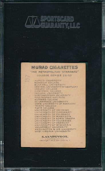 1910 T51 Bowdoin College Murad Cigarettes SGC 50 *Track*
