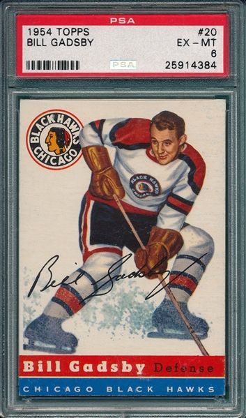 1954 Topps Hockey #20 Bill Gadsby PSA 6
