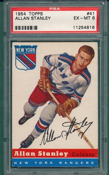1954 Topps Hockey #41 Allan Stanley PSA 6