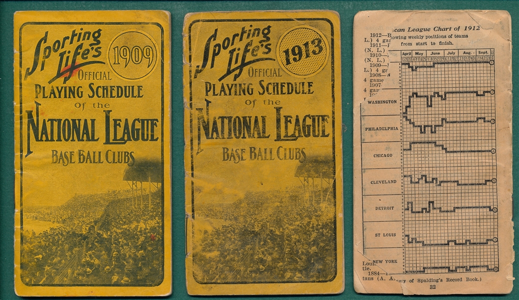 1909/13 Sporting Life's League Playing Schedule, Lot of (3)