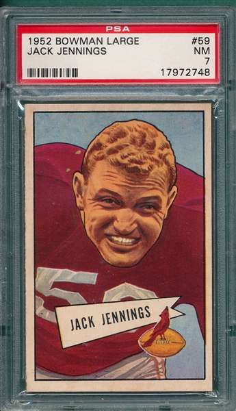 1952 Bowman Large FB #59 Jack Jennings PSA 7