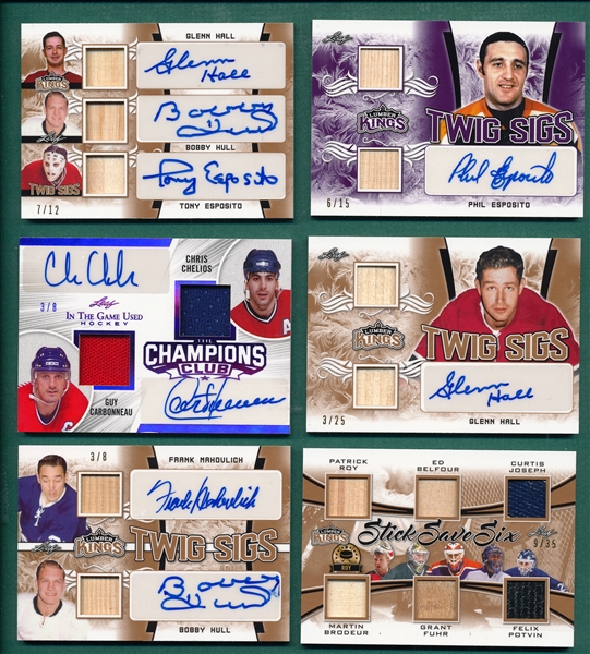 2020-21 Leaf Hockey, NHL Autograph & Relic Cards, Lot of (30)